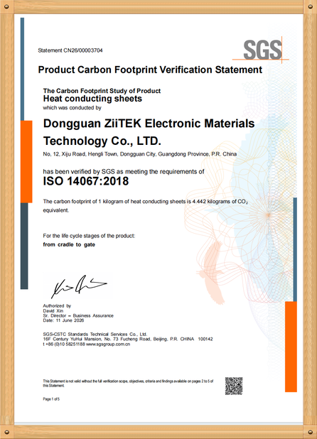 Cina Dongguan Ziitek Electronical Material and Technology Co., Ltd Sertifikasi